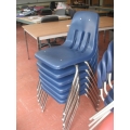 Blue Plastic 3 Slot Metal Stacking Student Guest Chair